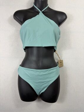 Toast Swim Halter Crop Bikini Set Size L/XL Mint Green